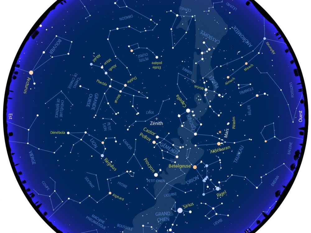 Carte du ciel de mars 2021 : les yeux rouges du Taureau