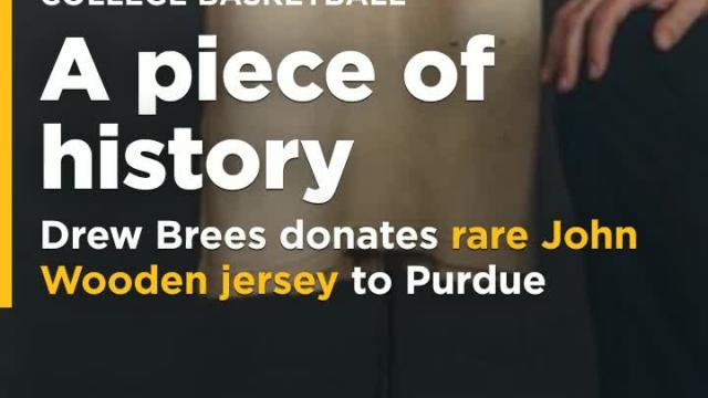 Drew Brees donates rare John Wooden jersey to Purdue