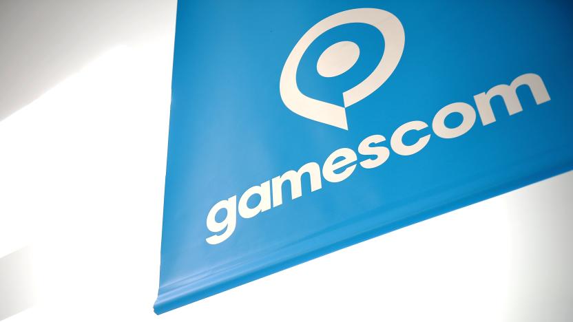 COLOGNE, GERMANY - AUGUST 14:  The unique Gamescom logo is seen on the corridor at the 2014 Gamescom gaming trade fair on August 14, 2014 in Cologne, Germany. Gamescom is the world's largest gaming convention and this year includes over 600 exhibitors.  (Photo by Sascha Steinbach/Getty Images)