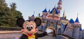 Mickey Mouse greets visitors as Disneyland reopens. (AP)