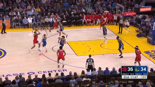 Precious Achiuwa with an alley oop vs the Golden State Warriors