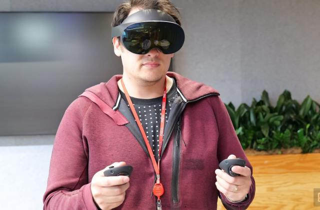 Wearing the Meta Quest Pro mixed reality headset