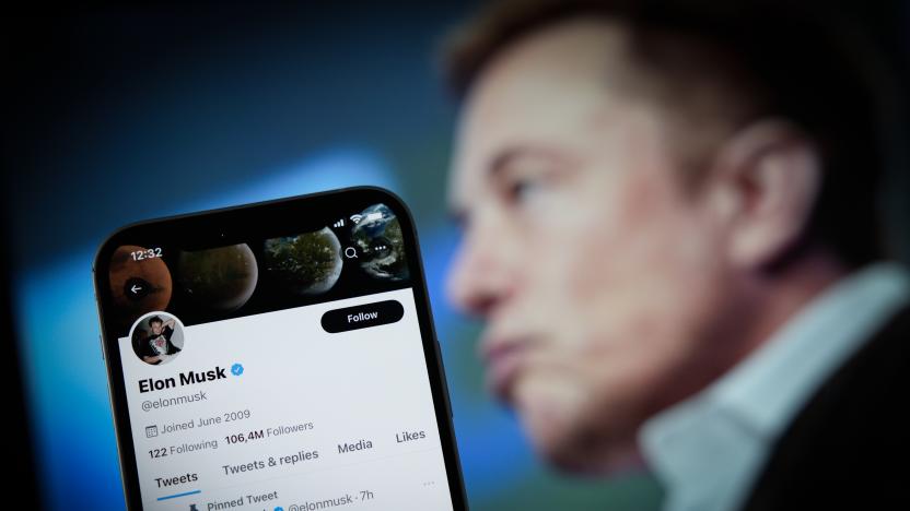 The Twitter profile page belonging to Elon Musk is seen on an Apple iPhone mobile phone in this photo illustration  Warsaw, Poland on 21 September, 2022. Also showing a Tweet by Musk hitting out former US Secretary of Labor Rovert Reich over emeral mine accusations. (Photo by STR/NurPhoto via Getty Images)