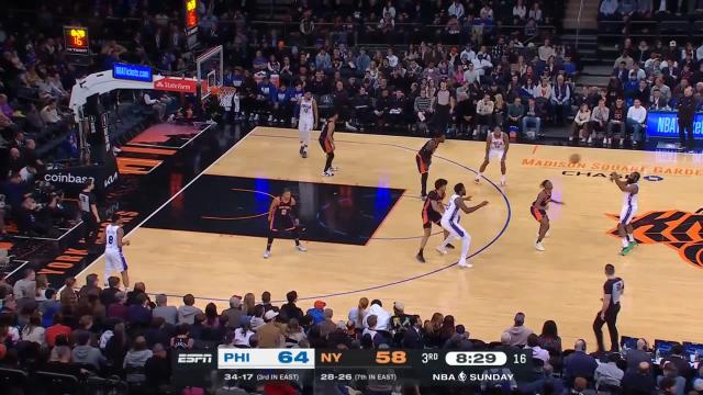 Joel Embiid with an assist vs the New York Knicks