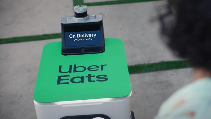 A Service Robotics delivery bot used by Uber Eats