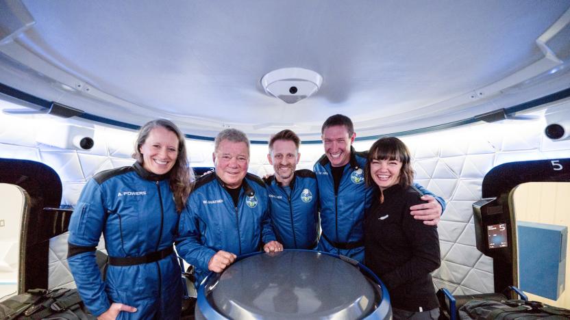 William Shatner and the Blue Origin NS-18 crew