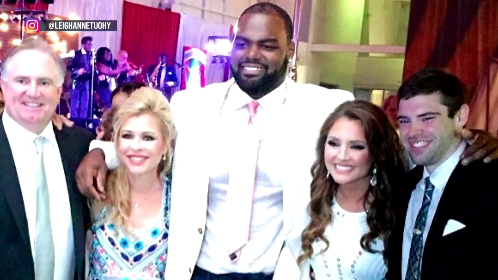 Leigh Ann Touhy and Michael Oher Celebrate Super Bowl Victory 