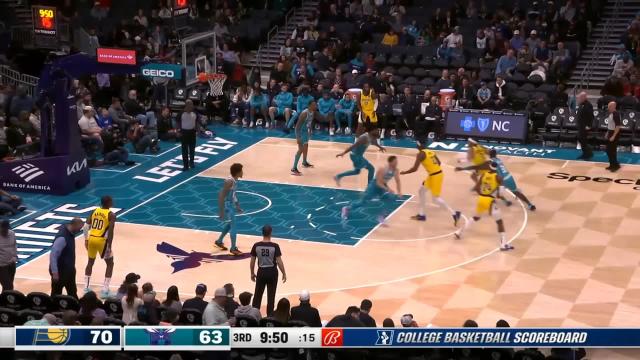 Andrew Nembhard with an assist vs the Charlotte Hornets