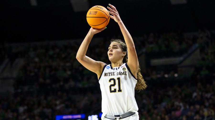 Associated Press - Notre Dame forward Maddy Westbeld (21) shoots during the second half of a first-round college basketball game against Kent State in the NCAA Tournament Saturday, March 23, 2024, in South Bend, Ind. (AP Photo/Michael Caterina)