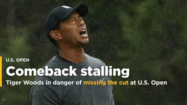 Tiger Woods is in danger of missing the cut at U.S. Open after finishing at +10
