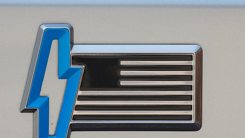 A lightning bolt is seen on the back of the Ford F-150 Lightning pickup truck during a press event in New York City, U.S., May 26, 2021.  REUTERS/Brendan McDermid