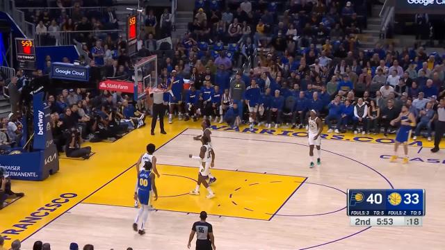 Klay Thompson with a 3-pointer vs the Indiana Pacers