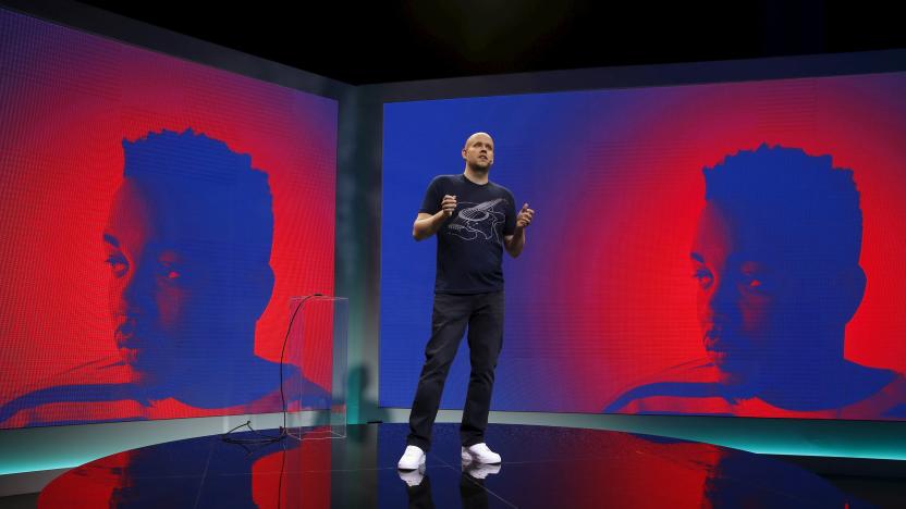 Spotify CEO Daniel Ek speaks  during a press event in New York May 20, 2015. Spotify, which provides free on-demand music or ad-free tunes for paying customers, said it will now also provide video content and podcasts. REUTERS/Shannon Stapleton