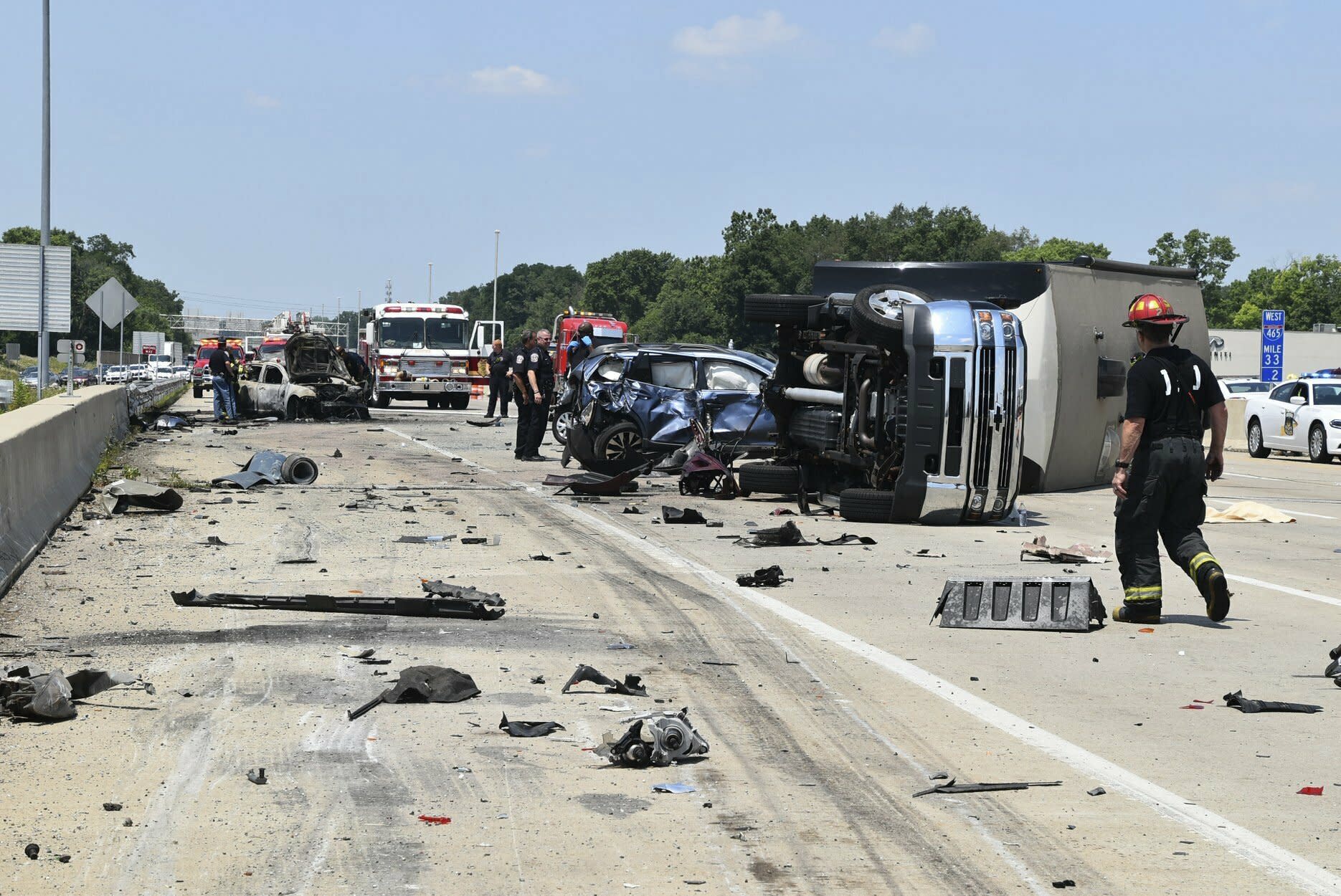 Woman, 2 kids dead in fiery freeway crash in Indianapolis