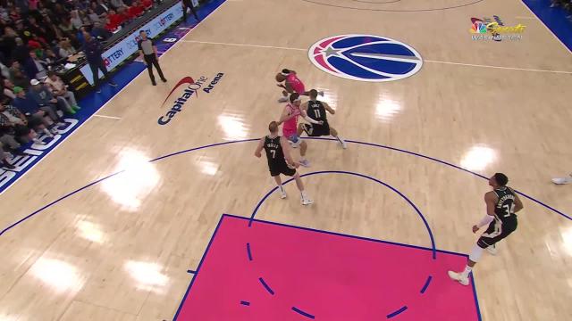 Bradley Beal with an and one vs the Milwaukee Bucks