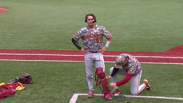 Garret Guillemette's USC teammates do all they can to upend his postgame interview