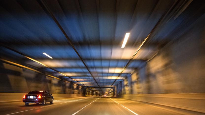 Driving in a tunnel at night