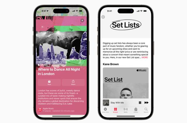 Apple Maps music venues and Apple Music Set Lists