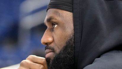 Associated Press - Los Angeles Lakers' LeBron James watches his son Bronny James during the 2024 NBA Draft Combine 5-on-5 basketball game between TeamSt. Andrews and Team Love in Chicago, Wednesday, May 15, 2024. (AP Photo/Nam Y. Huh)