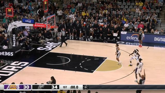 Wenyen Gabriel with a last basket of the period vs the San Antonio Spurs