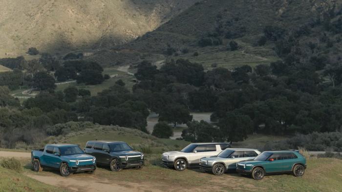 The entire Rivian fleet, including the R2, R3 and R3X.