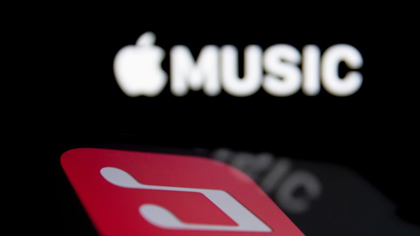 In this photo illustration Apple Music App logo is displayed on a smartphone screen in Athens, Greece on April 16, 2021. (Photo by Nikolas Kokovlis/NurPhoto via Getty Images)