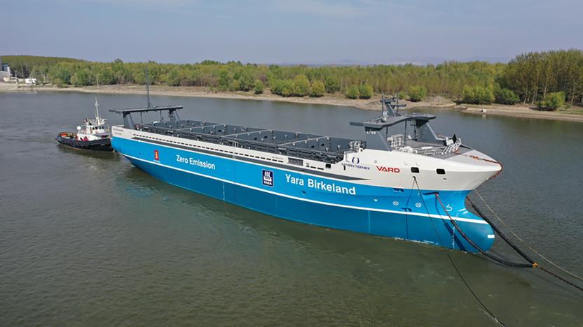 Yara Birkeland autonomous electric cargo ship