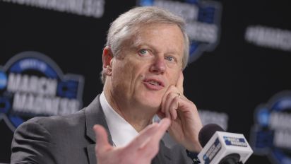 Getty Images - Boston, MA - March 28: NCAA President Charlie Baker during a panel to announce a gambling prevention program aimed at kids during a press conference at TD Garden. (Photo by Matthew J. Lee/The Boston Globe via Getty Images)