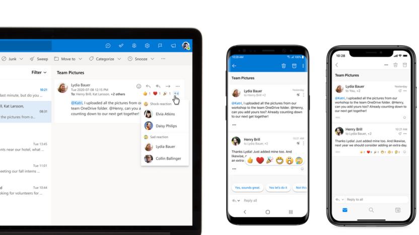 Microsoft Outlook for iOS and Android emoji reactions