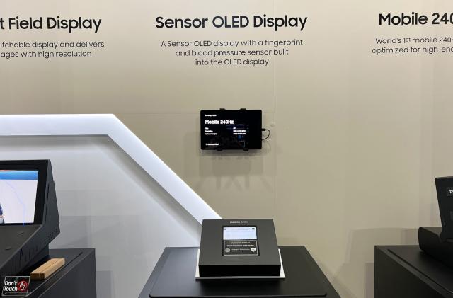 A photo of Samsung's Sensor OLED Display technology at SID Display Week 2023.
