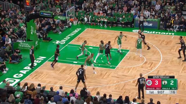 Kawhi Leonard with an and one vs the Boston Celtics