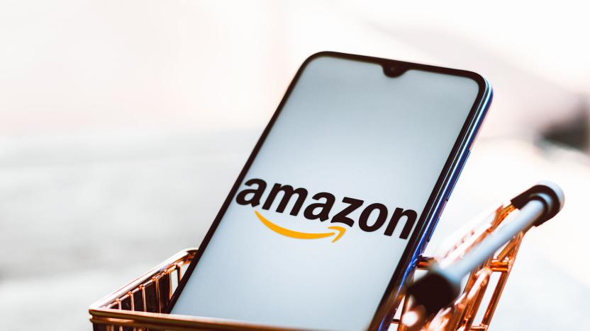 BRAZIL - 2021/09/01: In this photo illustration, an Amazon logo seen displayed on a smartphone along with a shopping cart. (Photo Illustration by Rafael Henrique/SOPA Images/LightRocket via Getty Images)