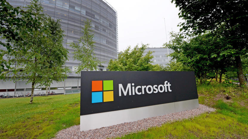 A Microsoft sign is pictured at its Finnish headquarters in Espoo, Finland July 8, 2015. Microsoft Corp said on Wednesday it would cut 7,800 jobs and write down about $7.6 billion related to its Nokia handset business, which it acquired in 2014.  