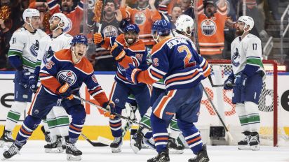 Associated Press - Evan Bouchard scored the game-winning goal with 38.1 seconds on the game clock and the Edmonton Oilers edged the Vancouver Canucks 3-2 in Game 4 of their second-round playoff