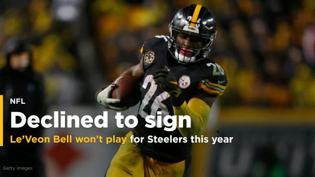 Steelers RB Le'Veon Bell declines to sign franchise tag, won't play this season