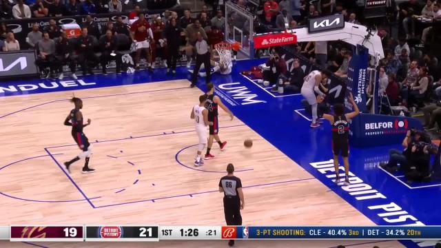 Cedi Osman with an and one vs the Detroit Pistons