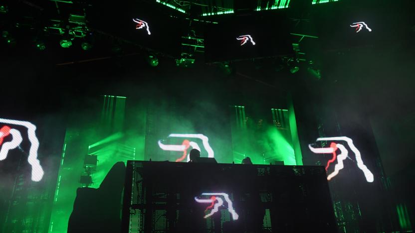 Aphex Twin performs on stage at the Coachella Valley Music and Arts Festival on April 13, 2019, in Indio, California. (Photo by VALERIE MACON / AFP)        (Photo credit should read VALERIE MACON/AFP/Getty Images)