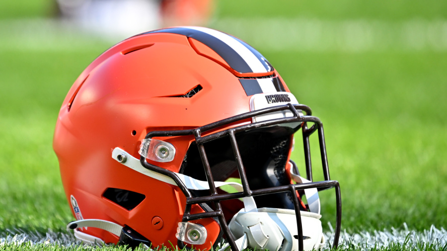 Getty Images - CLEVELAND, OHIO - NOVEMBER 05: A detail view of a Cleveland Browns helmet before the game against the Arizona Cardinals at Cleveland Browns Stadium on November 05, 2023 in Cleveland, Ohio. (Photo by Jason Miller/Getty Images)