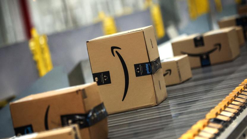 Packages travel on a conveyor during Cyber Monday at the Amazon's fulfillment center in Robbinsville, New Jersey, U.S., November 27, 2023. REUTERS/Mike Segar