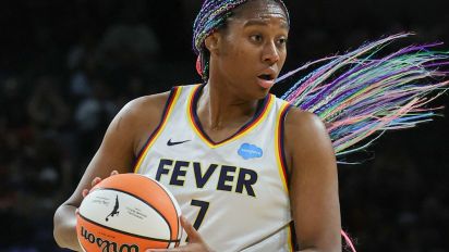 Getty Images - LAS VEGAS, NEVADA - JUNE 24: Aliyah Boston #7 of the Indiana Fever handles the ball against the Las Vegas Aces in the first quarter of their game at Michelob ULTRA Arena on June 24, 2023 in Las Vegas, Nevada. The Aces defeated the Fever 101-88. NOTE TO USER: User expressly acknowledges and agrees that, by downloading and or using this photograph, User is consenting to the terms and conditions of the Getty Images License Agreement. (Photo by Ethan Miller/Getty Images)
