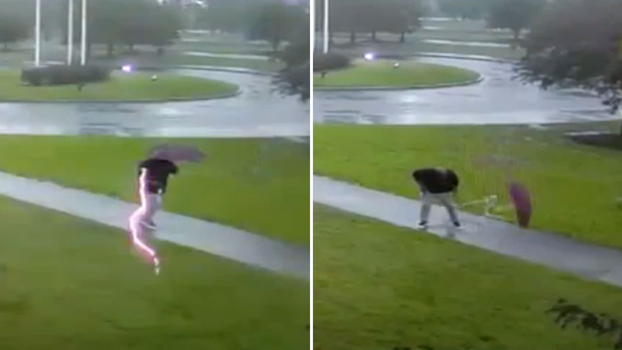 Video Shows Man Get Struck By Lightning While Walking In Storm Video 