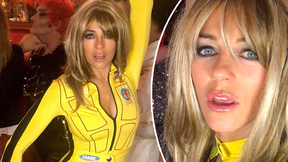 Elizabeth Hurley 54 Unrecognisable In Plunging Halloween Jumpsuit