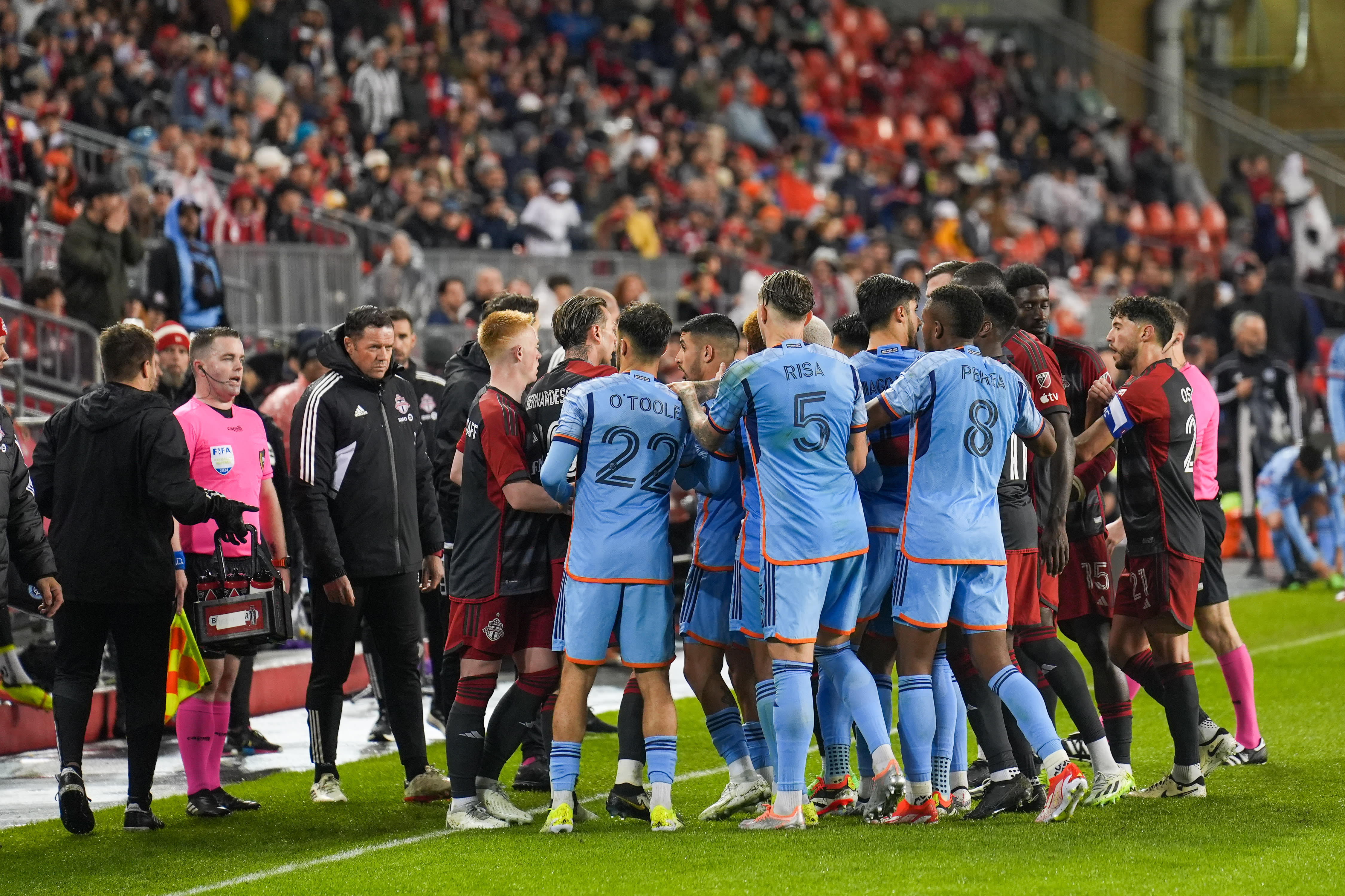 Chaotic brawl breaks out, punching allegations surface after NYCFC’s 3-2 win over Toronto FC