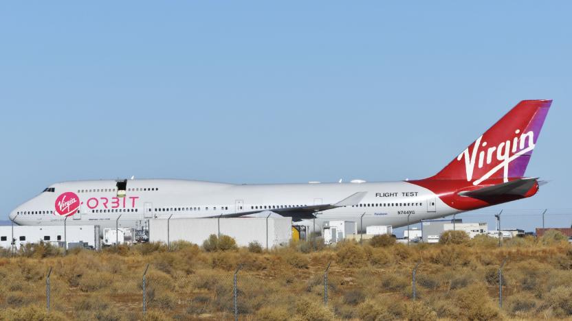 Mojave, CA - December 05 : Virgin Orbit Flight Test Airplane at the Mojave Air and Space Port In Mojave, California December 05, 2020. Credit: DeeCee Carter/MediaPunch /IPX