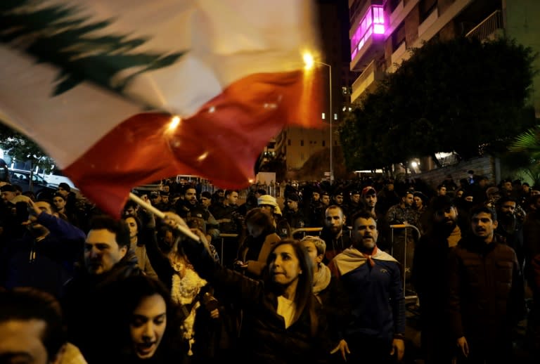 Dozens of Lebanese protesters gathered at the new prime minister&#39;s house in Beirut to call for his resignation