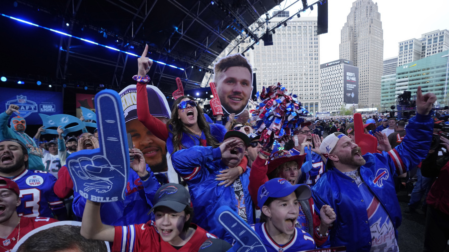 Associated Press - Buffalo Bills fans cheer during the second round of the NFL football draft, Friday, April 26, 2024, in Detroit. (AP Photo/Paul Sancya)