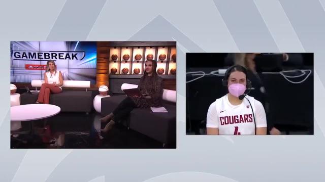 Krystal Leger-Walker after Washington State's first win in the Pac-12 Tournament since 2017