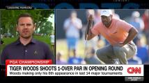 Tiger Woods shoots 1-over par in opening round