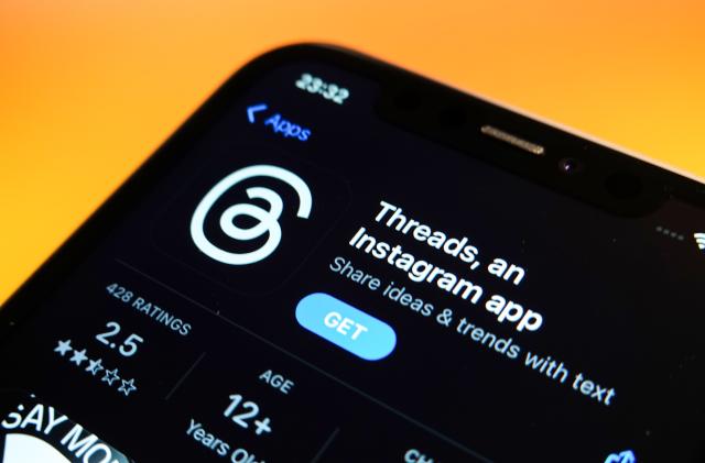 CHINA - 2023/08/31: In this photo illustration, the Threads logo is displayed in the Apple App Store on an iPhone. (Photo Illustration by Sheldon Cooper/SOPA Images/LightRocket via Getty Images)