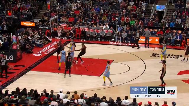 Chris Boucher with an alley oop vs the Memphis Grizzlies